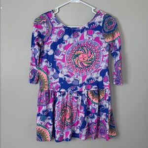 Lilly Pulitzer Blue and Pink Patterned Top - Size L (8-10)